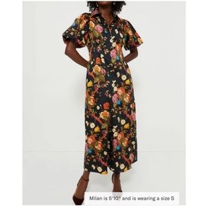 NWT Tuckernuck Floral Puff Sleeve Dress - Black and Multicolor